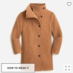 J. Crew Villa coat in Italian stadium-cloth NEW, size 4, Relaxed Fit, BRWN Camel